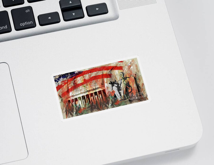 American Sticker featuring the painting Lincoln Memorial and Lincoln statue by Gull G