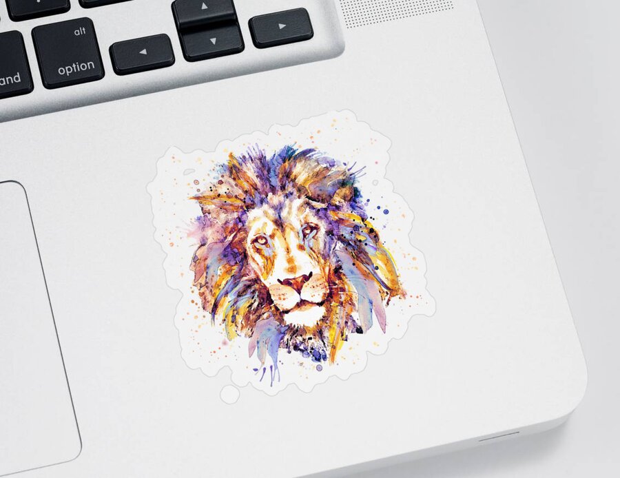 Marian Voicu Sticker featuring the painting Lion Head by Marian Voicu