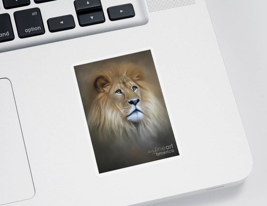 Digital Sticker featuring the digital art Lion by Lena Auxier