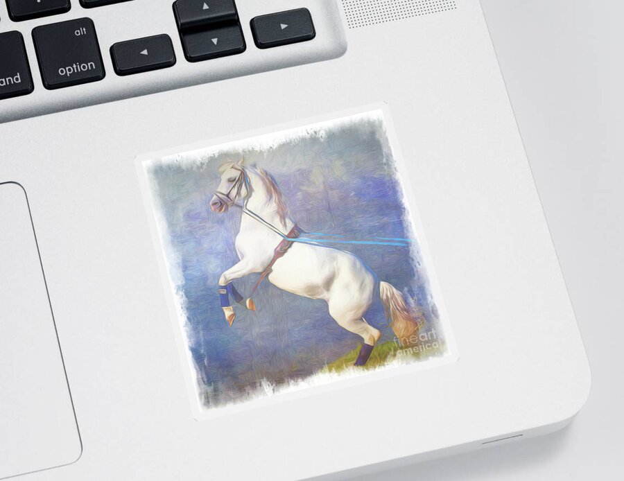Lipizzaner Sticker featuring the photograph Lipizzaner Stallion Square by Eleanor Abramson