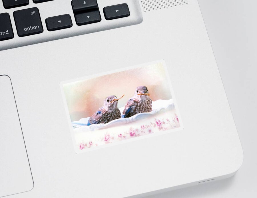 Bluebird Sticker featuring the digital art Little Bambinos by Tina LeCour