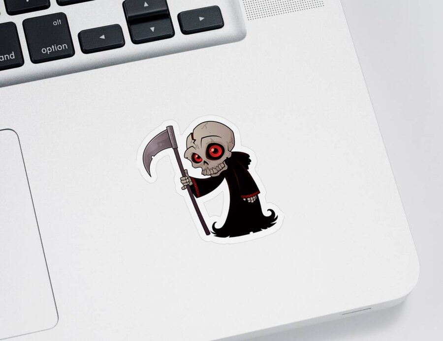 Grim Reaper Sticker featuring the digital art Little Reaper by John Schwegel