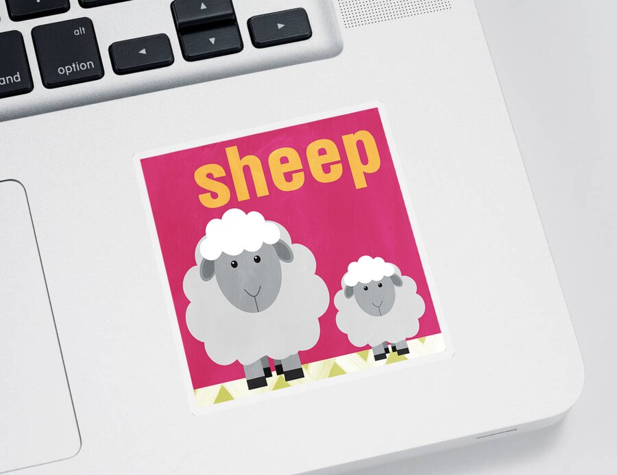 Sheep Sticker featuring the painting Little Sheep by Linda Woods