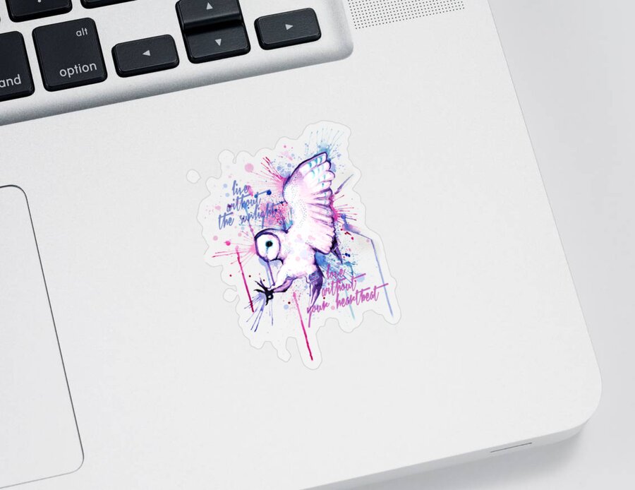 Owl Sticker featuring the drawing Live Without The Sunlight Owl by Ludwig Van Bacon