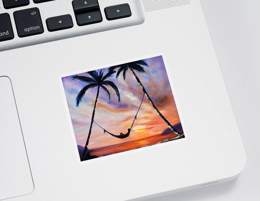 Sunset Sticker featuring the painting Living the Dream by Gina De Gorna