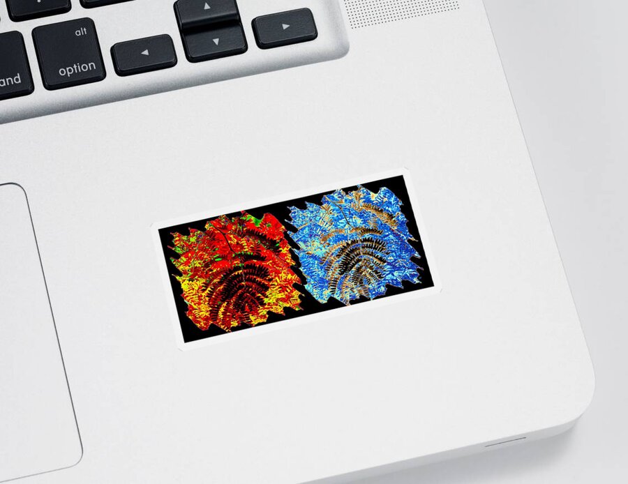 Digital Art Sticker featuring the mixed media  Locust Leaves Abstract Fusion by Will Borden