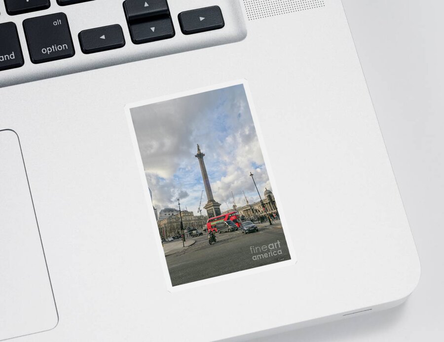 Admiral Sticker featuring the photograph London bus and Lord Nelson by Patricia Hofmeester