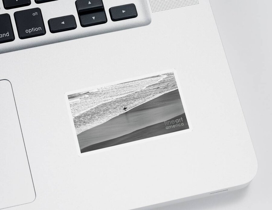 Surfer Sticker featuring the photograph Lone Surfer by Nicholas Burningham