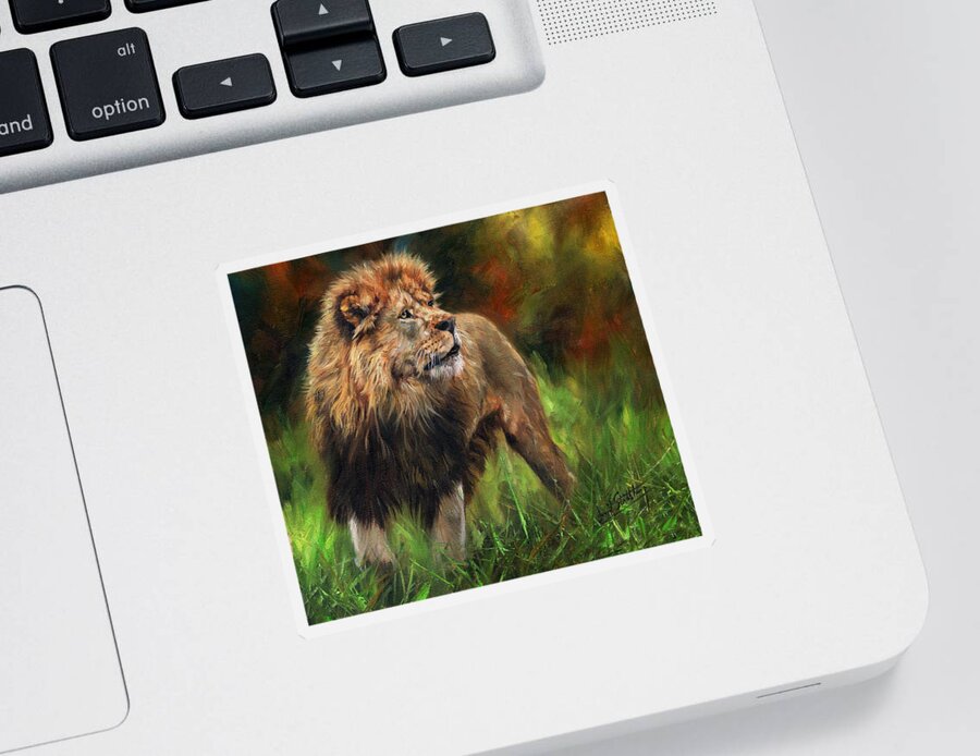 Lion Sticker featuring the painting Look of the Lion by David Stribbling