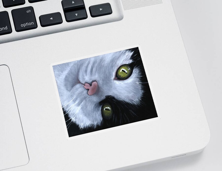 Cat Sticker featuring the painting Looking at You by Anastasiya Malakhova