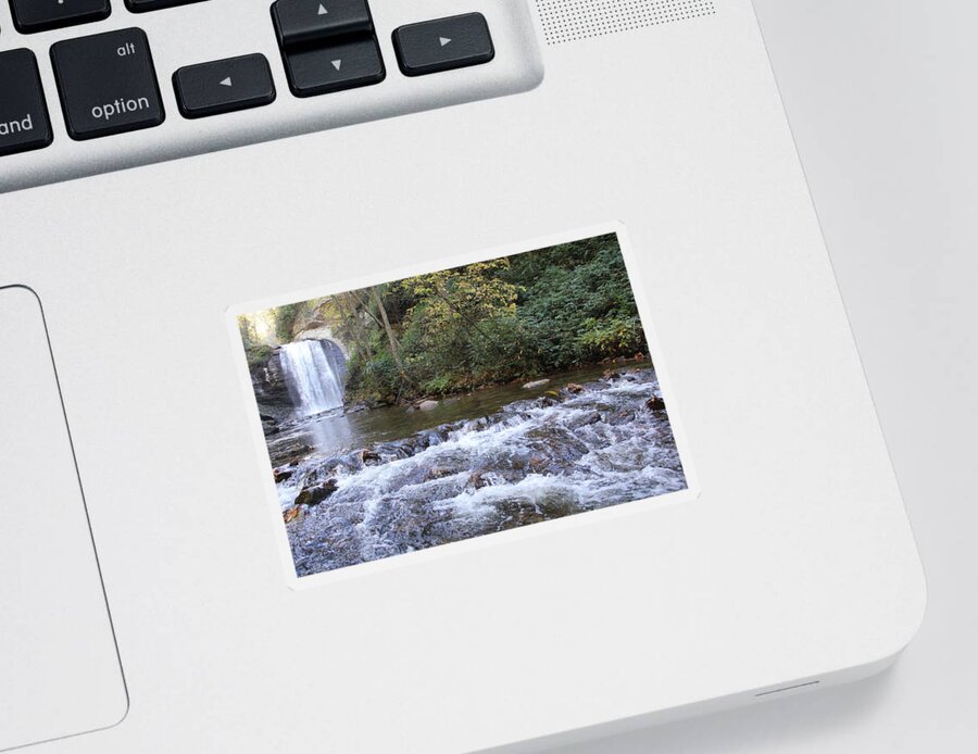 Waterfalls Sticker featuring the photograph Looking Glass Falls downstream by Allen Nice-Webb