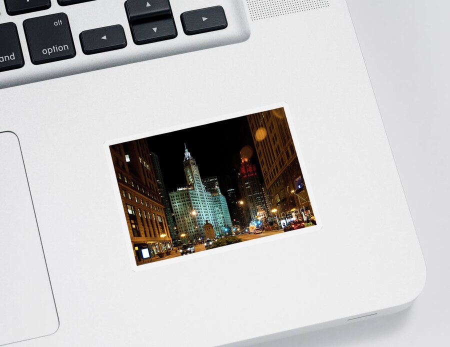 Chicago Sticker featuring the photograph Looking North on Michigan Avenue at Wrigley Building by David Levin