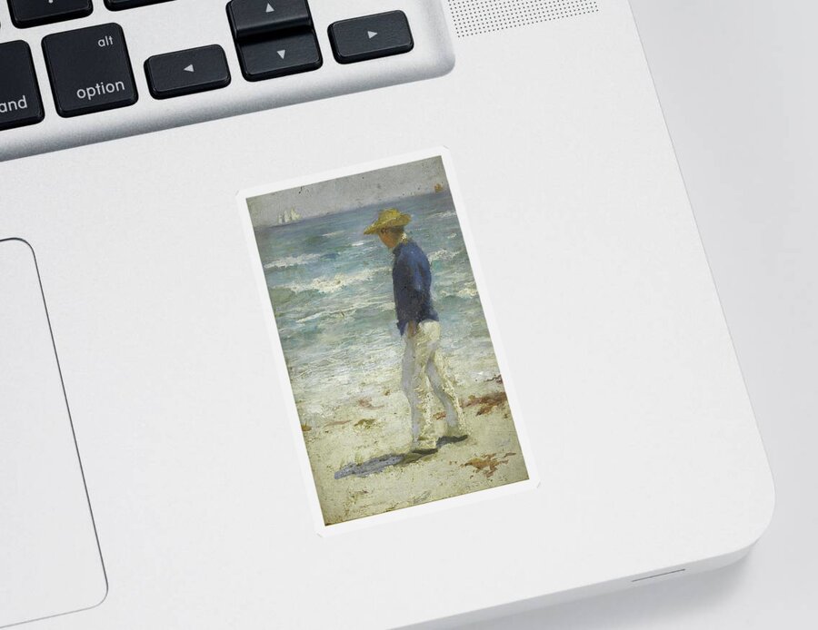 Looking Sticker featuring the painting Looking Out to Sea by Henry Scott Tuke