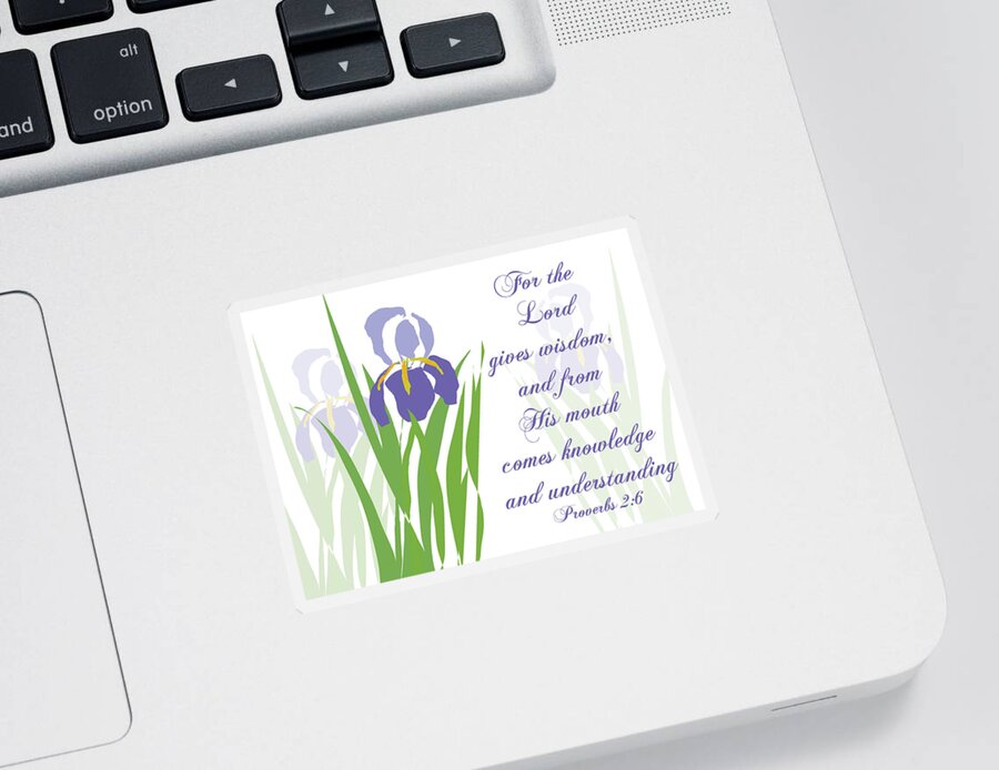 Iris Sticker featuring the digital art Lord Gives Wisdom Proverbs by Denise Beverly