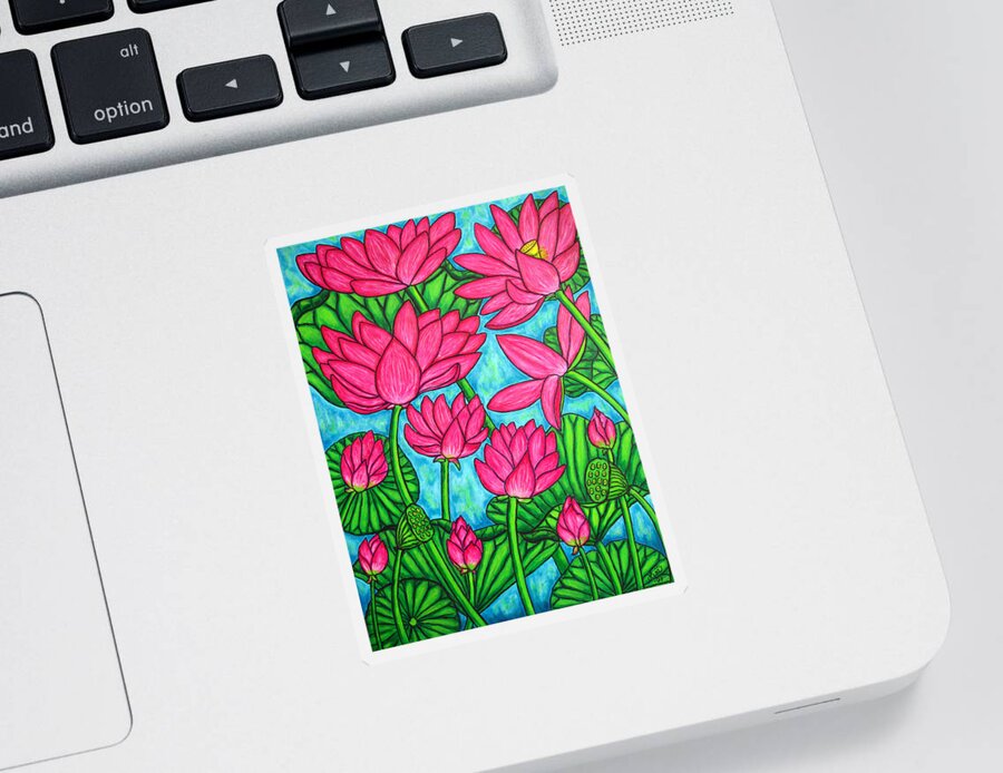  Sticker featuring the painting Lotus Bliss by Lisa Lorenz