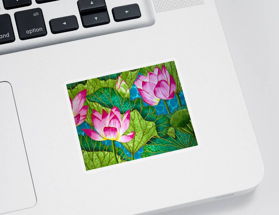 Waterlily Sticker featuring the painting Lotus Pond by Daniel Jean-Baptiste