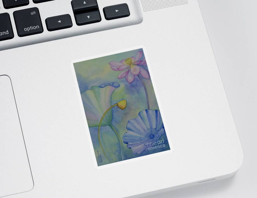 Lotus Sticker featuring the painting Lotus. Right part for diptych design by Yuliya Glavnaya