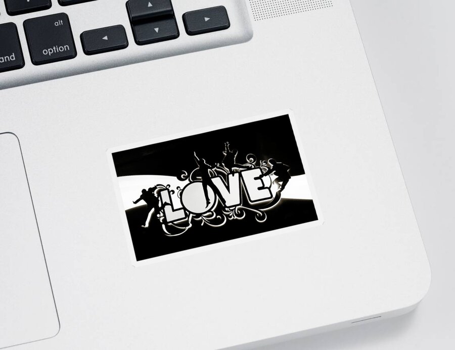 Love Sticker featuring the photograph LOVE Beatles Sign Vegas by Marilyn Hunt
