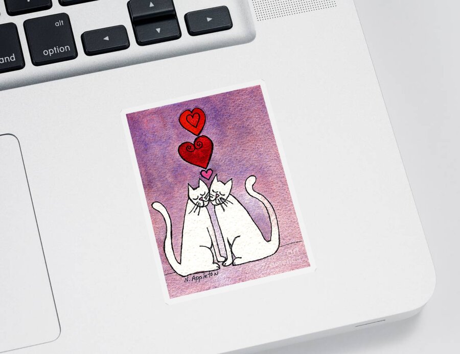 Cats Sticker featuring the painting Love Cats by Norma Appleton