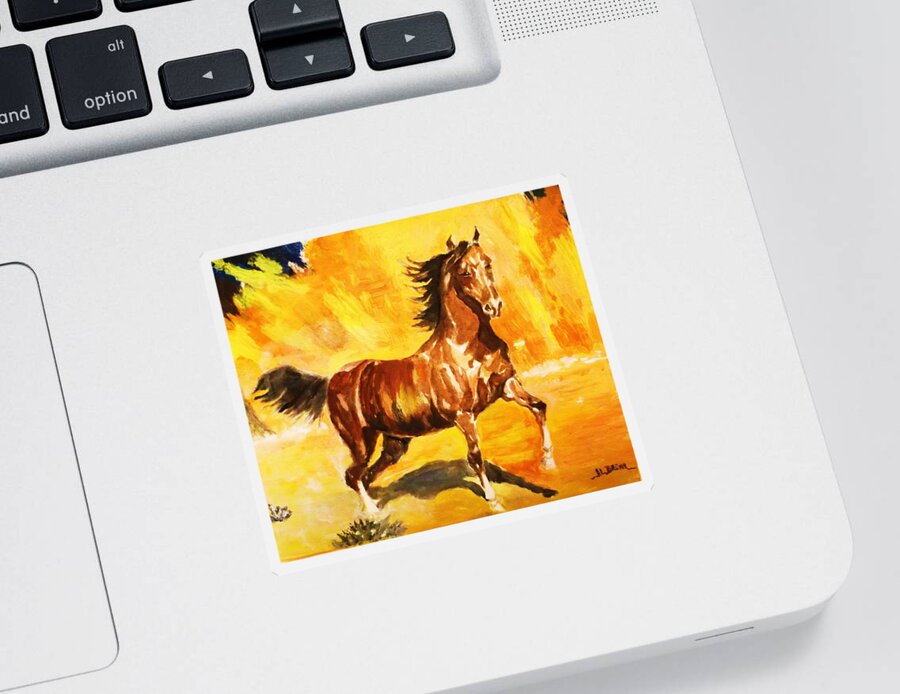 Horse Sticker featuring the painting Lone Mustang by Al Brown