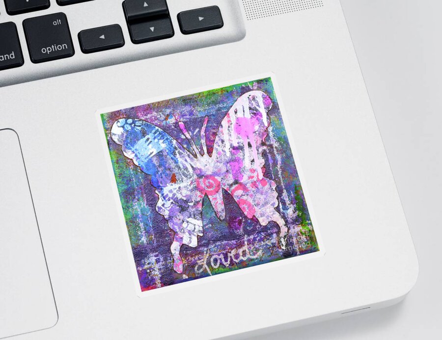 Crisman Sticker featuring the painting Loved Butterfly by Lisa Crisman