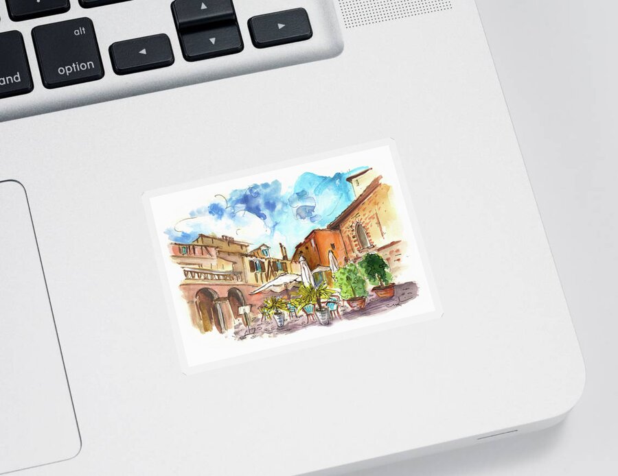 Travel Sticker featuring the painting Lovely Street Cafe In Albi by Miki De Goodaboom