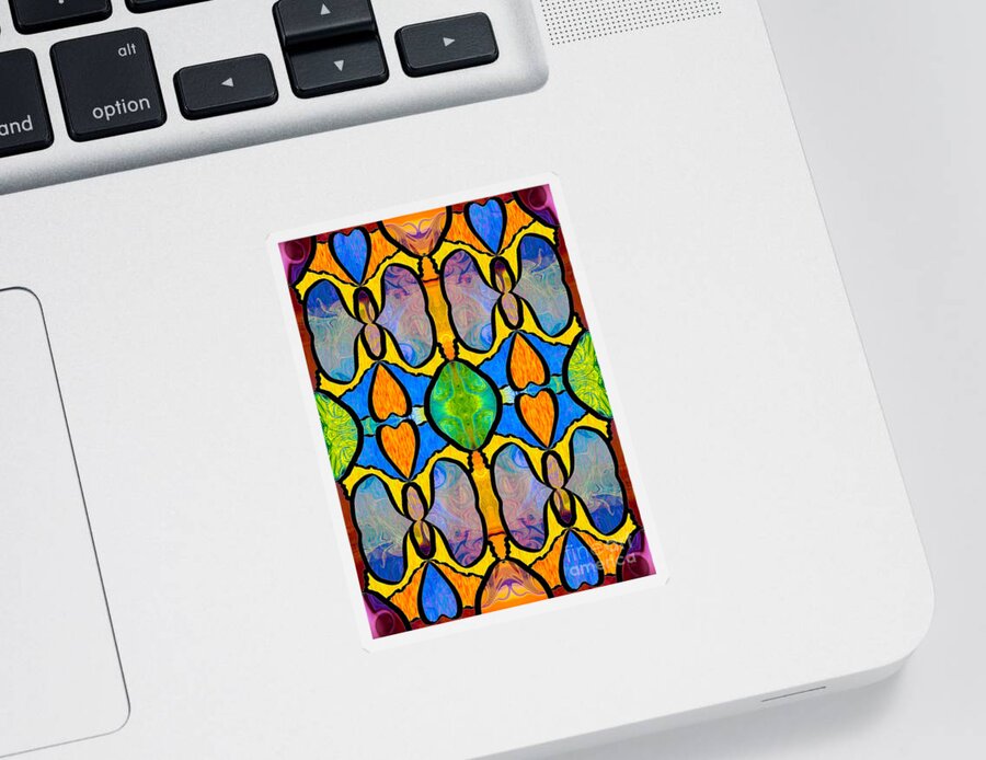 Abstract Sticker featuring the digital art Loving Beauty In Chaos Abstract Fabric Art by Omaste Witkowski by Omaste Witkowski