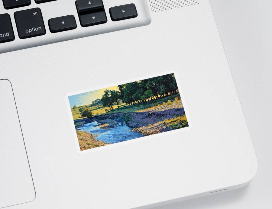 Landscape Sticker featuring the painting Low Water Morning by Bruce Morrison