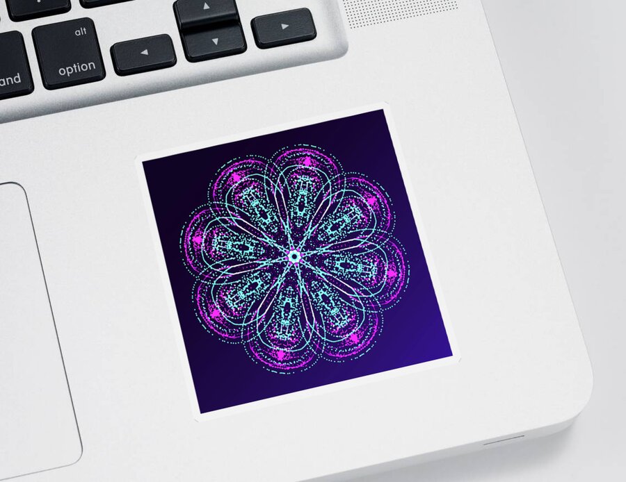 Ornate Sticker featuring the mixed media Luminescent Ornament 1 by Masha Batkova