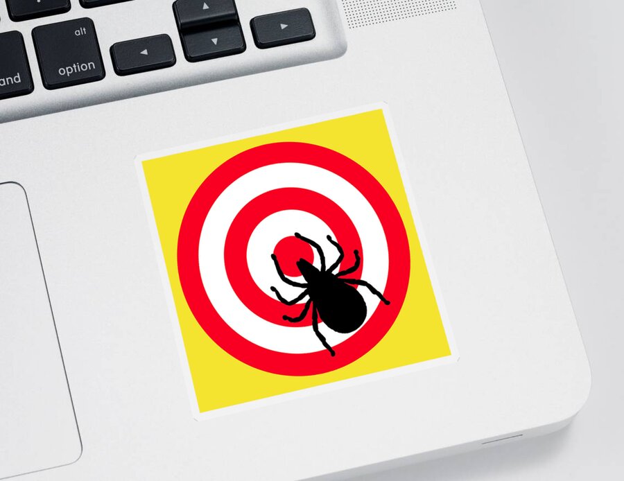 Richard Reeve Sticker featuring the digital art Lyme Disease Ixodes Tick on Target by Richard Reeve