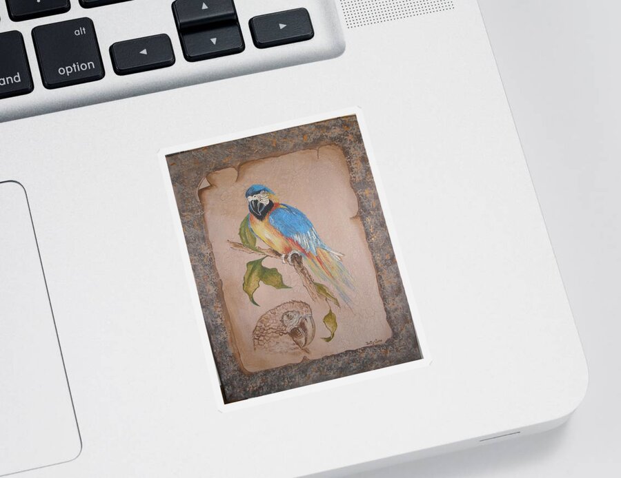 Birds Sticker featuring the painting Macaw by Betty-Anne McDonald
