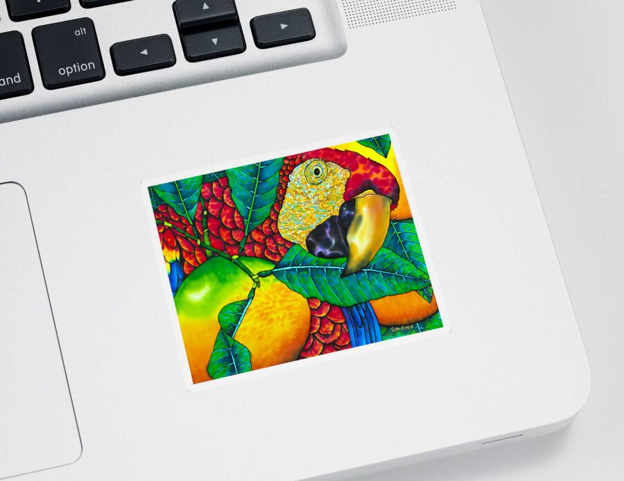 Jean-baptiste Design Sticker featuring the painting Macaw Close Up - Exotic Bird by Daniel Jean-Baptiste