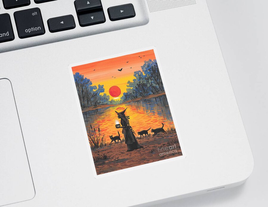Print Sticker featuring the painting Magic Of The Sunset by Margaryta Yermolayeva