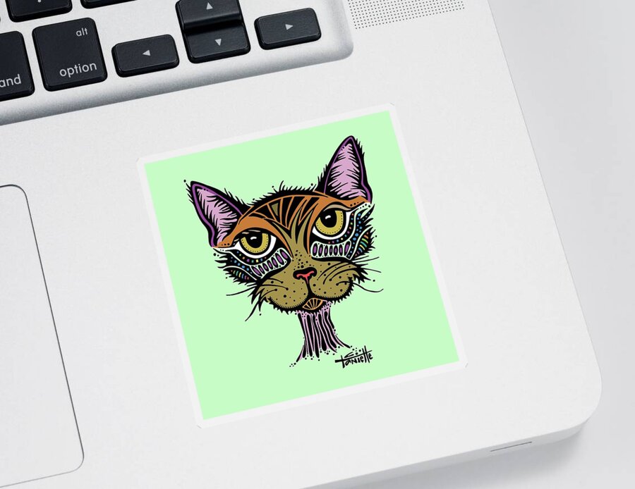 Cat Sticker featuring the digital art Maisy by Tanielle Childers