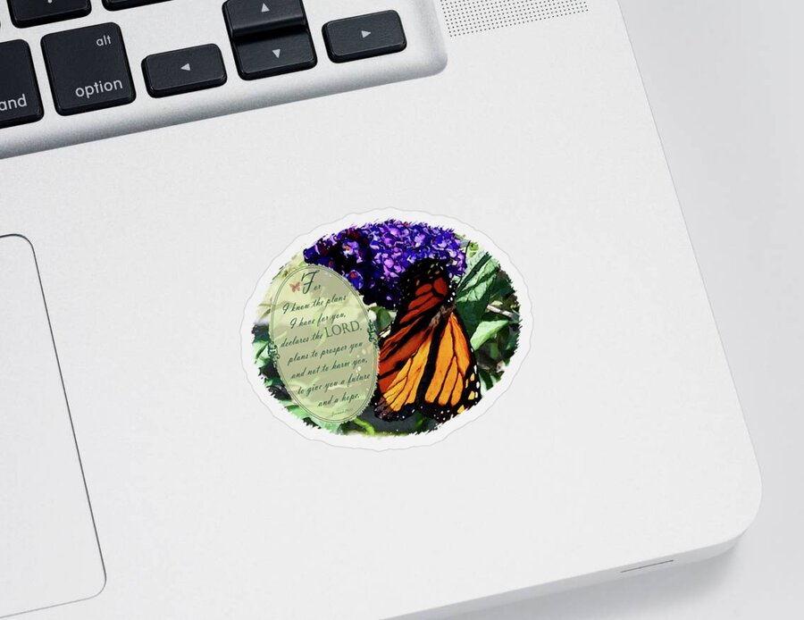 Majestic Sticker featuring the digital art Majestic Monarch - Verse by Anita Faye