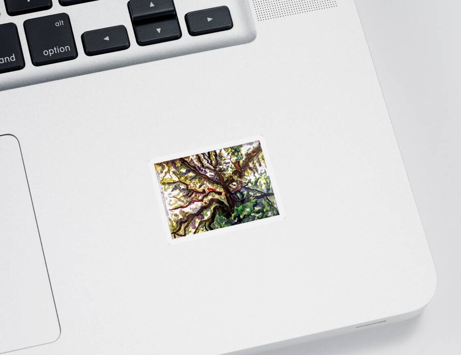 Landscape Sticker featuring the painting Majestic Oak by Angela Weddle