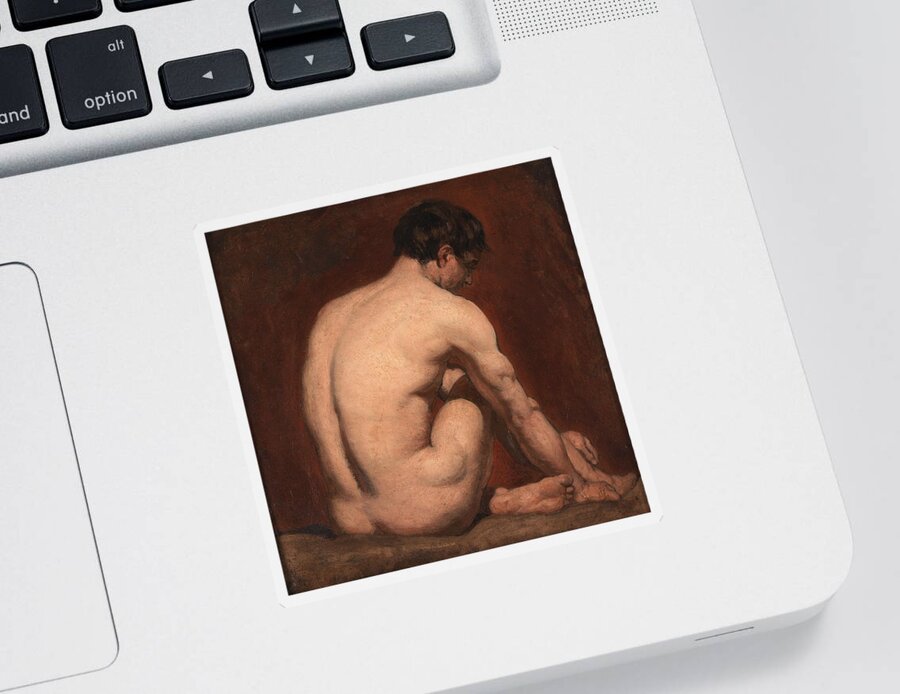  Nude Sticker featuring the painting Male Nude from the Rear by William Etty