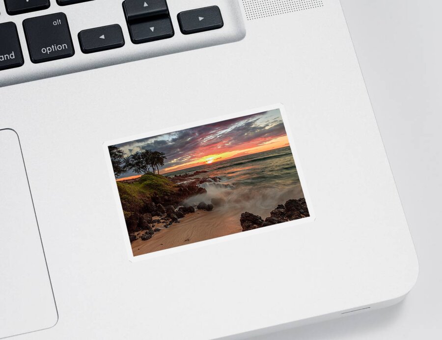 Beach Sticker featuring the photograph Maluaka Beach Sunset by Susan Rissi Tregoning
