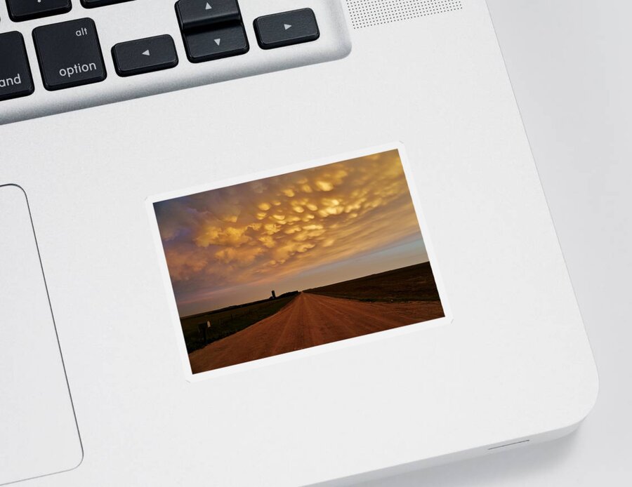 Storm Sticker featuring the photograph Mammatus Road by Ed Sweeney
