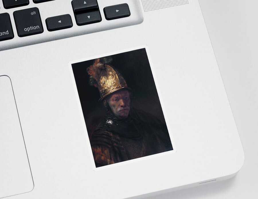 Man Sticker featuring the painting Man in the Golden Helmet by Rembrandt van Rijn