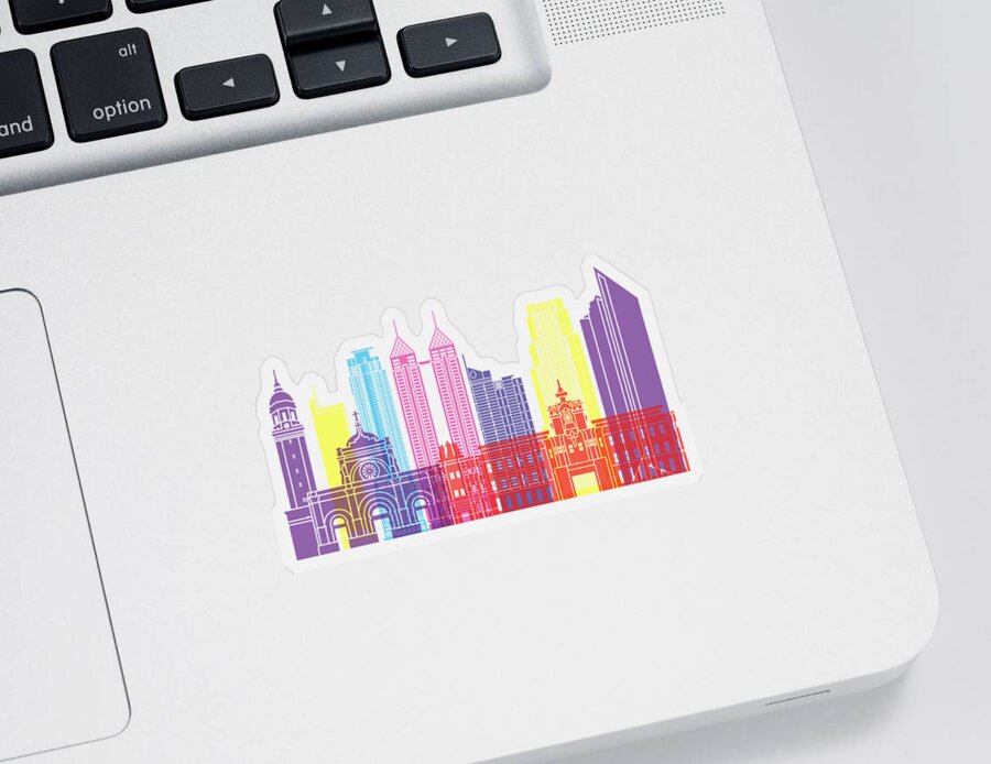Manila Sticker featuring the painting Manila skyline pop by Pablo Romero
