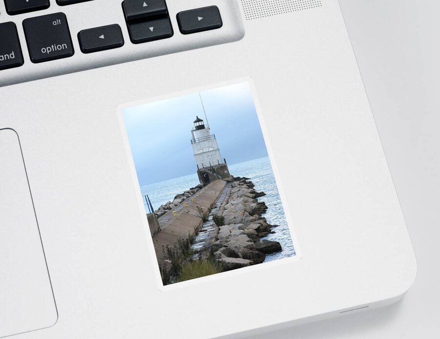 Manitowoc Breakwater Lighthouse Sticker featuring the photograph Manitowoc Breakwater Lighthouse by Keith Stokes