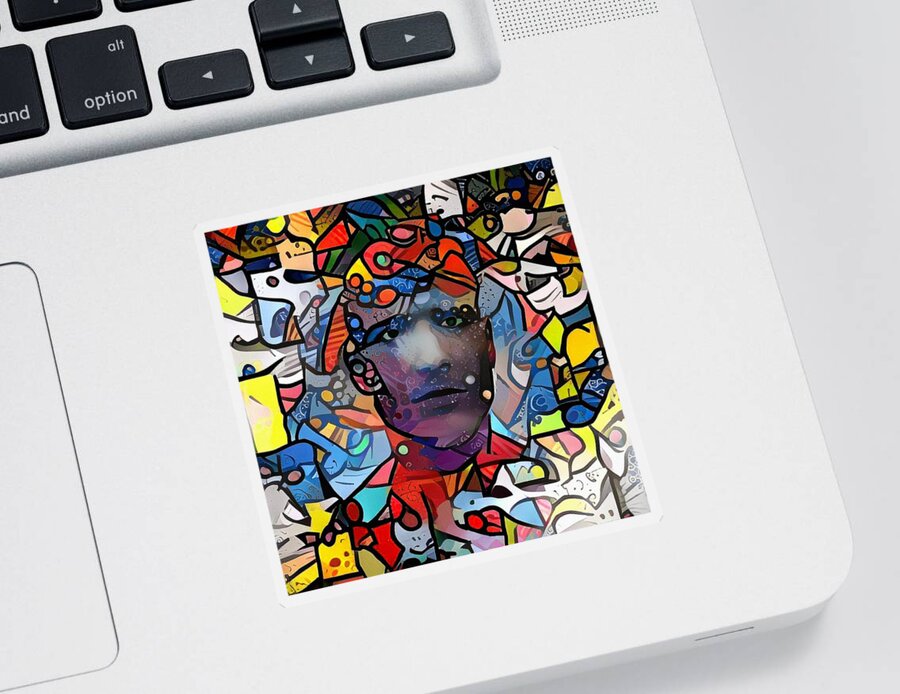 Graphic Sticker featuring the digital art Man's head by Bruce Rolff