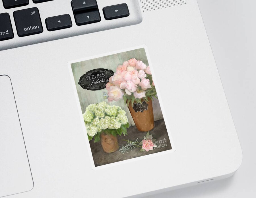 French Flower Market Sticker featuring the painting Marche aux Fleurs 2 - Peonies n Hydrangeas by Audrey Jeanne Roberts