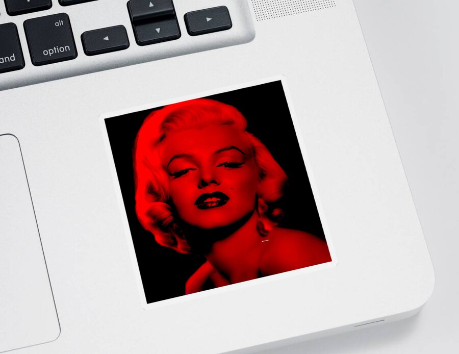Marilyn Monroe Sticker featuring the digital art Marilyn Monroe in Red. Pop Art by Rafael Salazar