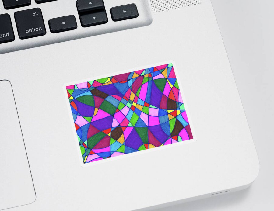 Abstract Sticker featuring the drawing Marker Mosaic by Lara Morrison