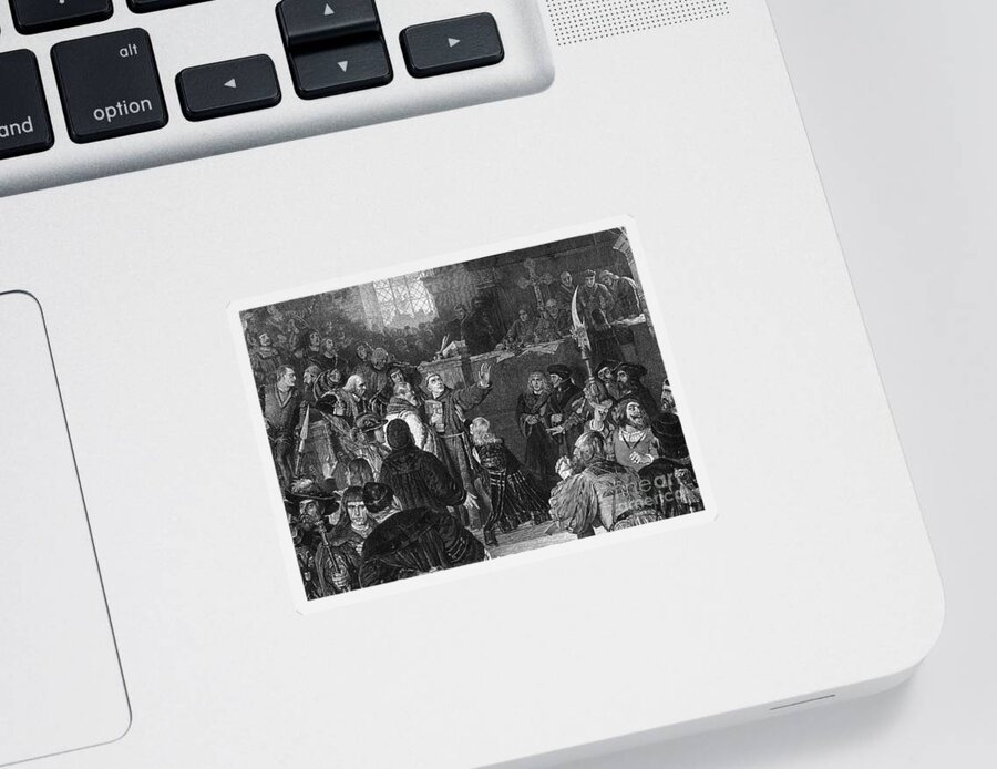History Sticker featuring the photograph Martin Luther, Imperial Diet Of Worms by Photo Researchers, Inc.