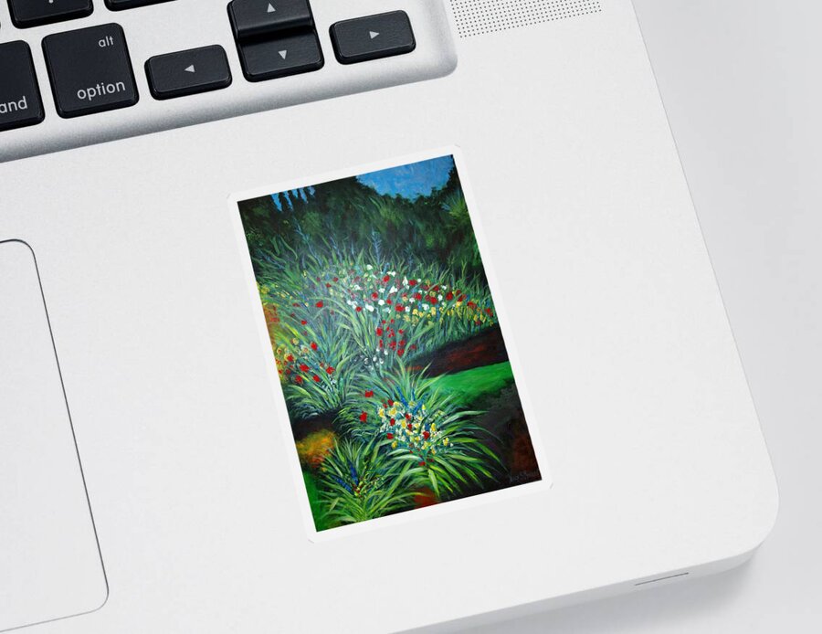 Landscape Sticker featuring the painting Maryann's Garden 3 by Nancy Mueller