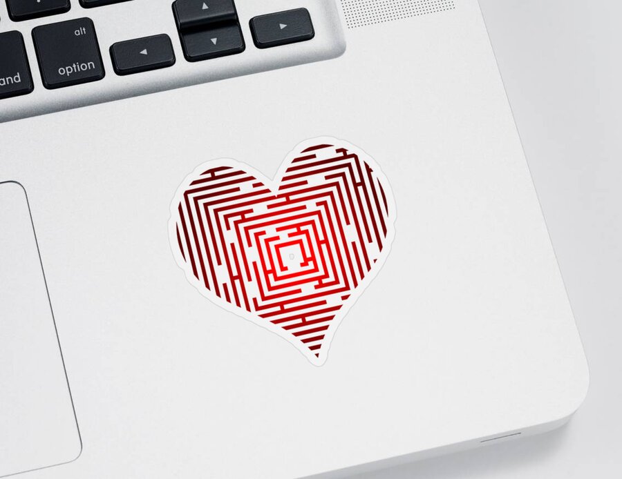 Heart Sticker featuring the digital art Maze in the heart by Michal Boubin