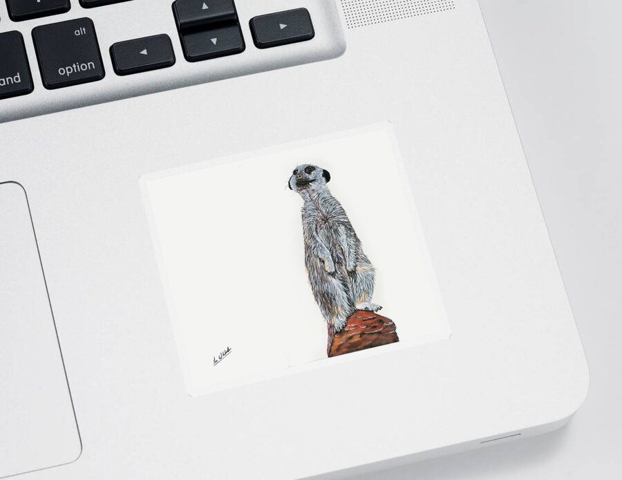 Meerkat Sticker featuring the painting Meer Curiosity by Lee Winter